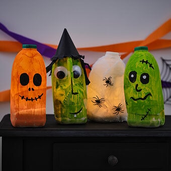 How to Make Halloween Milk Bottle Lanterns