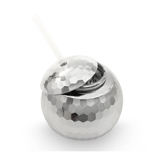Silver Mirror Ball Drinking Jar 500ml  image number 4