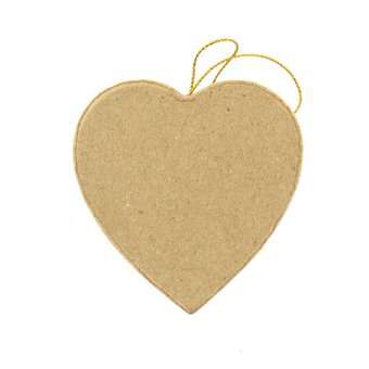Mache 2D Flat Heart Hanging Decoration 8cm