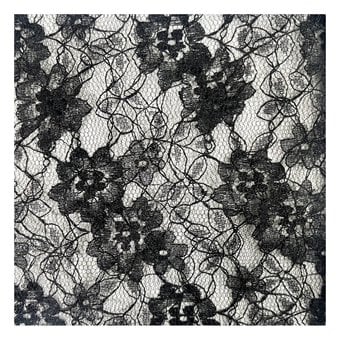 Black Polyester Floral Lace Fabric by the Metre image number 2