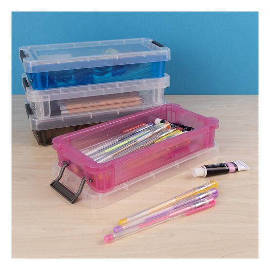 Whitefurze Allstore 0.75 Litre Transparent Pink Storage Box  image number 5