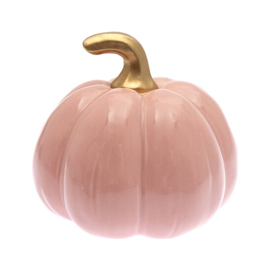Glazed Pink and Gold Ceramic Pumpkin 11cm image number 3