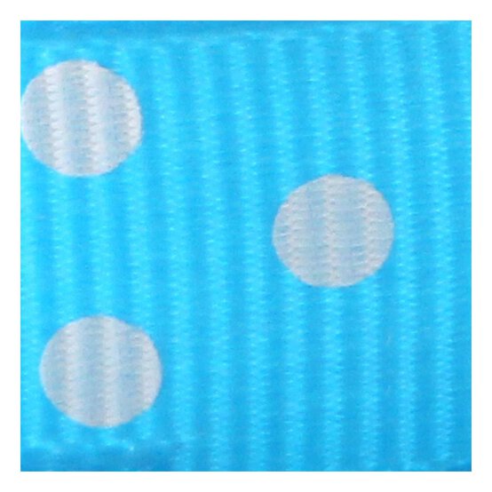 Aqua White Spot Grosgrain Ribbon 12mm x 4m image number 2