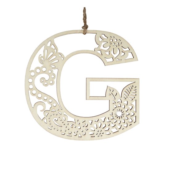 Wooden Filigree Hanging Letter G 12cm image number 3