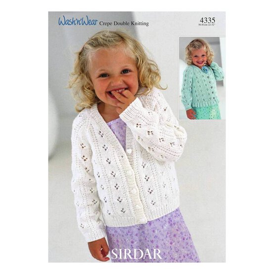 Sirdar Wash 'n' Wear Double Crepe DK Girls' Cardigans Digital Pattern 4335 image number 1