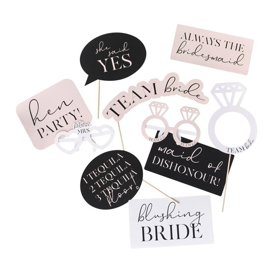 Ginger Ray Pink and Black Hen Party Photo Booth Props 10 Pieces image number 1