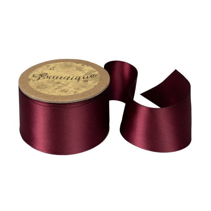 Wine Double-Faced Satin Ribbon 36mm x 5m image number 1