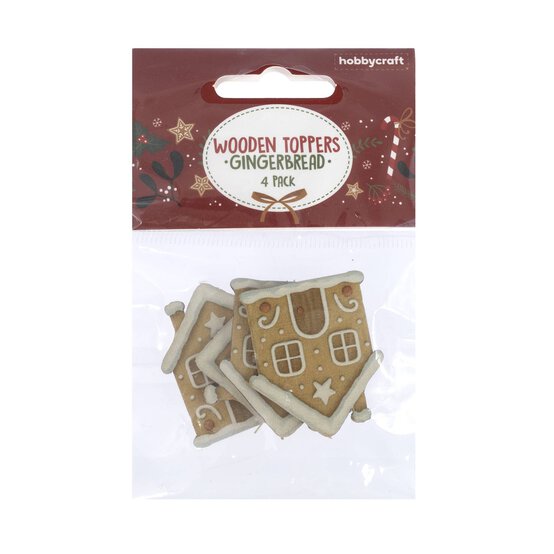 Gingerbread House Wooden Toppers 4 Pack image number 4