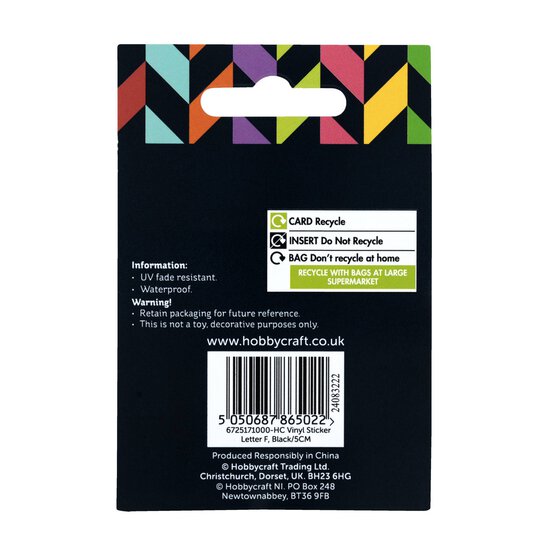 Black and Gold Vinyl Letter F Sticker 5cm image number 6