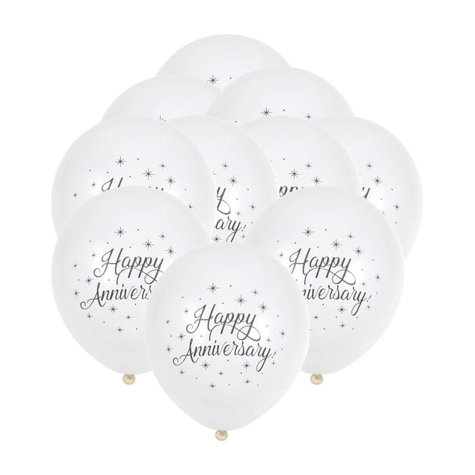 Happy Anniversary Latex Balloons 10 Pack image number 1