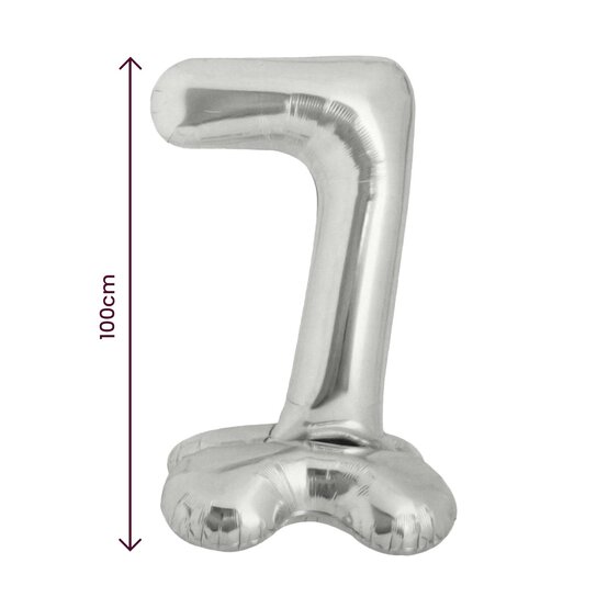 Standing Silver Number 7 Balloon 1m image number 2