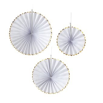 White Party Fan Decorations 3 Pack