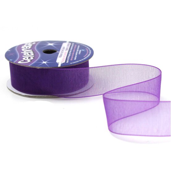 Purple Organdie Ribbon 20mm x 5m image number 3