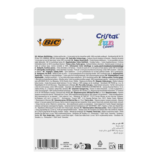 BIC Cristal Large Fun Colour Ballpoint Pens 10 Pack  image number 3