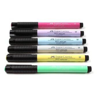 Faber Castell Pitt Pens 6 Pack Pastels