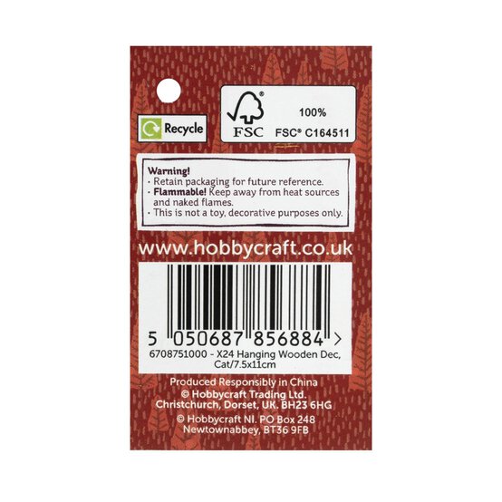 Hanging Wooden Cat Decoration 11cm image number 5