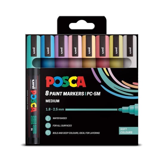 Uni-ball Posca Soft PC-5M Marker Pens 8 Pack image number 1