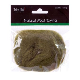 Trimits Lime Natural Wool Roving 10g