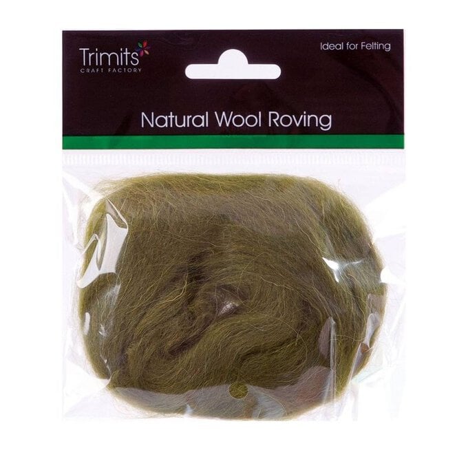 Trimits Lime Natural Wool Roving 10g image number 1