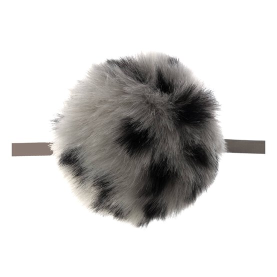 Grey Leopard Faux Fur Pom Pom 11cm image number 1