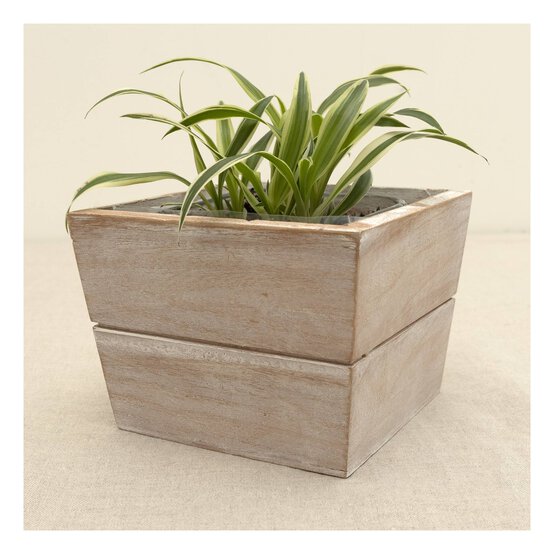 Natural Wooden Planter 12cm x 12cm x 9cm image number 2