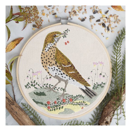 Natural History Museum Song Thrush Embroidery Kit 8 Inches image number 2