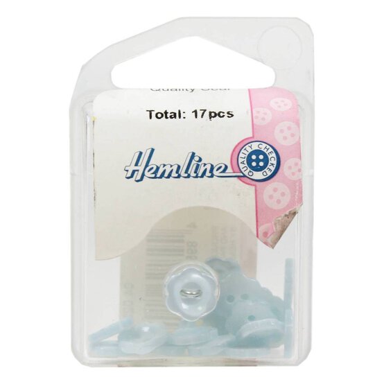 Hemline Sky Blue Basic Flower Button 17 Pack image number 2