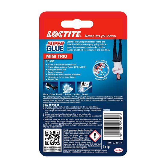 Loctite Super Glue Mini Trio 1g 3 Pack  image number 2