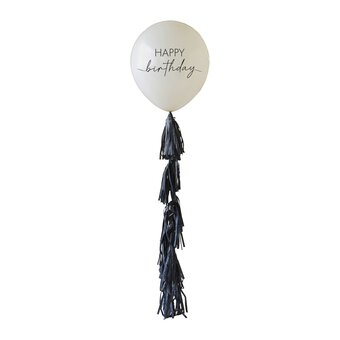 Ginger Ray Happy Birthday Balloon with Black Tassel Tail