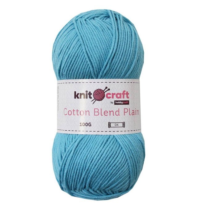Knitcraft Bright Blue Cotton Blend Plain DK Yarn 100g