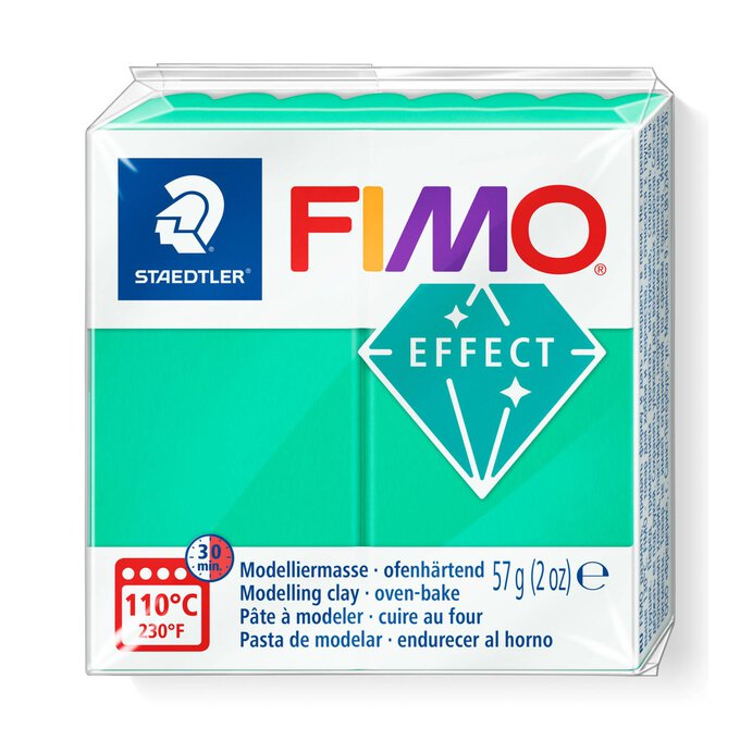 Fimo Effect Translucent Green Modelling Clay 57g image number 1