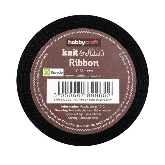 Black Satin Ribbon 38mm x 10m image number 1