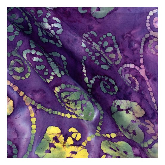 Blue, Purple and Green Batik Cotton Fat Quarters 4 Pack image number 5