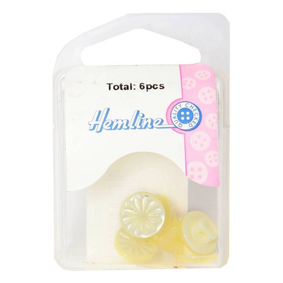 Hemline Cream Basic Cut Flower Button 6 Pack image number 2