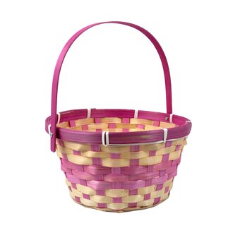 Pink Bamboo Easter Basket 20cm