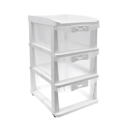 White Storage Tower with Wheels 3 Drawers image number 1