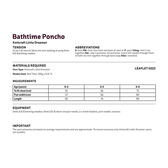 Knitcraft Bath Time Poncho Digital Pattern 0323 image number 2
