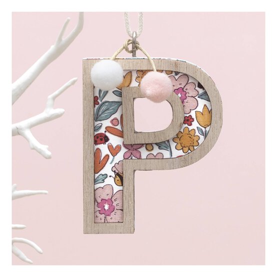 Hanging Wooden Letter P 7.5cm  image number 1