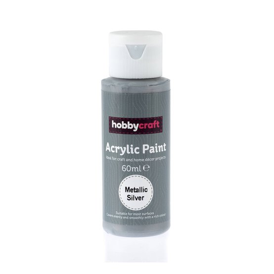 Metallic Silver Acrylic Craft Paint 60ml