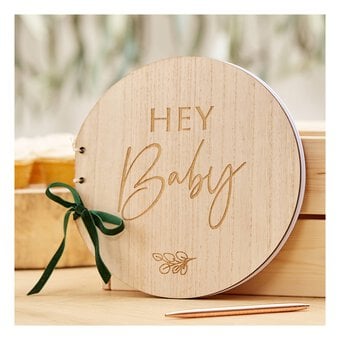 Ginger Ray Wooden Hey Baby Guest Book