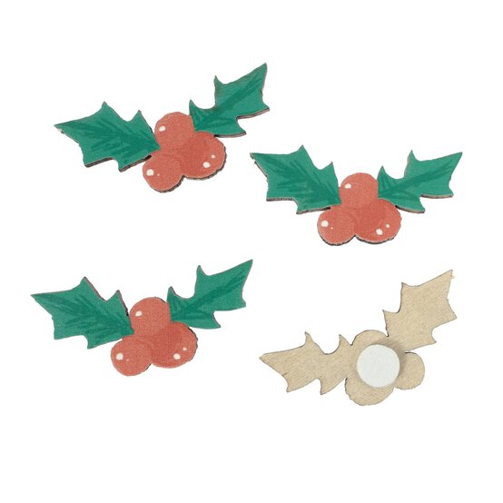 Holly Wooden Toppers 4 Pack image number 3