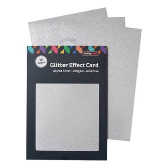 Silver Glitter Effect Card A4 16 Sheets