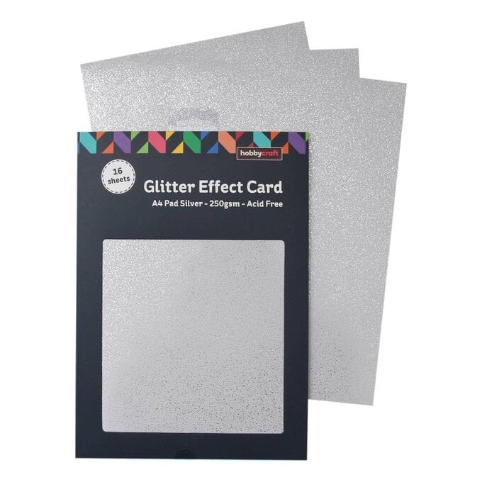 Silver Glitter Effect Card A4 16 Sheets image number 1