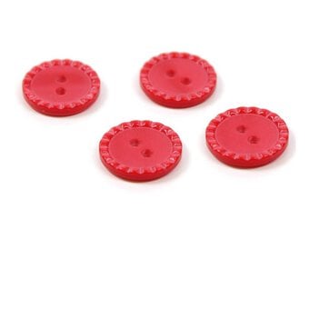 Hemline Red Basic Fancy Edge Button 4 Pack