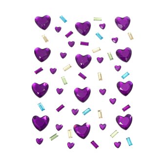 Adhesive Purple Heart Confetti Gems
