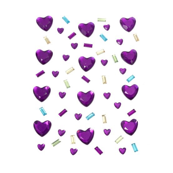 Adhesive Purple Heart Confetti Gems image number 1