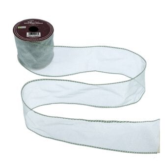 Pale Blue Wire Edge Organza Ribbon 63mm x 3m image number 2