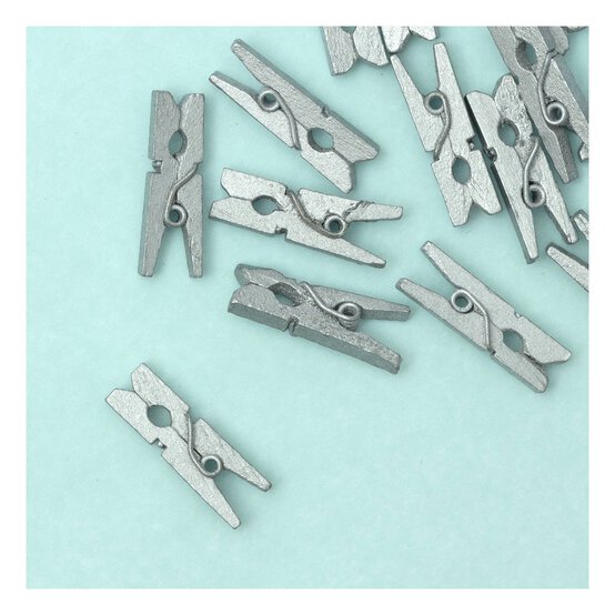 Mini Silver Wooden Pegs 30 Pack image number 2