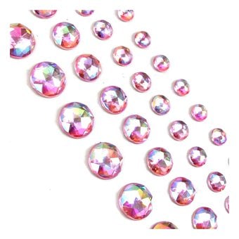 Pale Pink Iridescent Adhesive Gems 42 Pack
