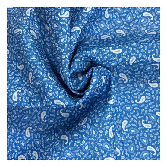 Island Haven Lagoon Paisley Cotton Fabric by the Metre image number 1